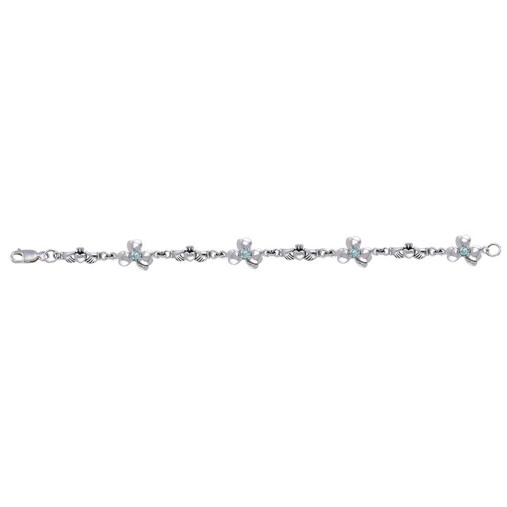 Celtic Irish Claddagh Link  Sterling Silver Bracelet TBL085