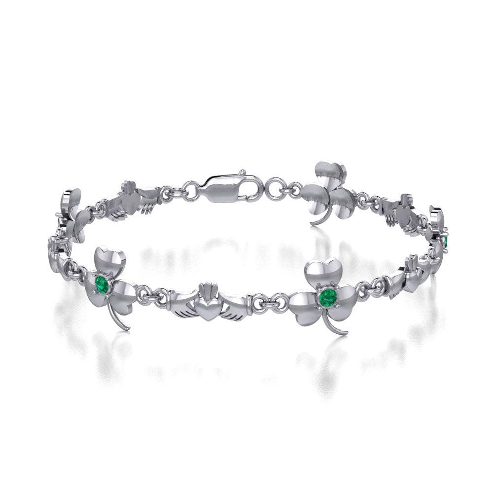Celtic Irish Claddagh Link  Sterling Silver Bracelet TBL085