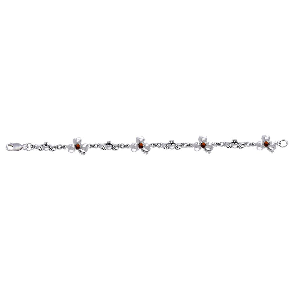 Celtic Irish Claddagh Link  Sterling Silver Bracelet TBL085