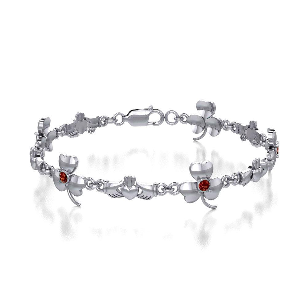 Celtic Irish Claddagh Link  Sterling Silver Bracelet TBL085