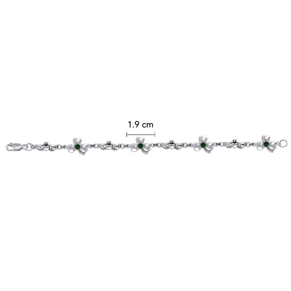 Celtic Irish Claddagh Link  Sterling Silver Bracelet TBL085