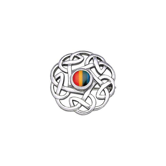 Rainbow Celtic Knots Silver Brooch TBR185R