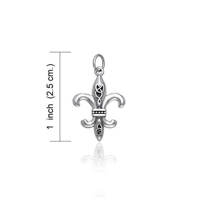 Fleur De Lis with Celtic Knot Silver Charm TCM031