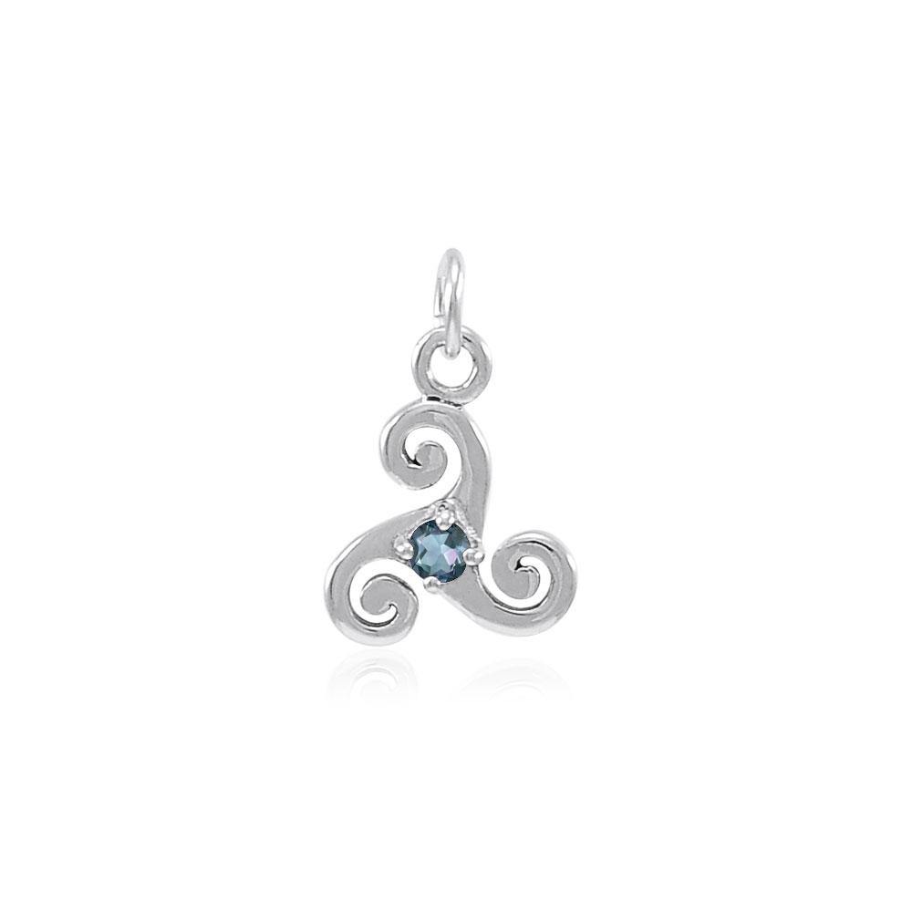 Silver Celtic Triskele Birthstone Charm TCM271