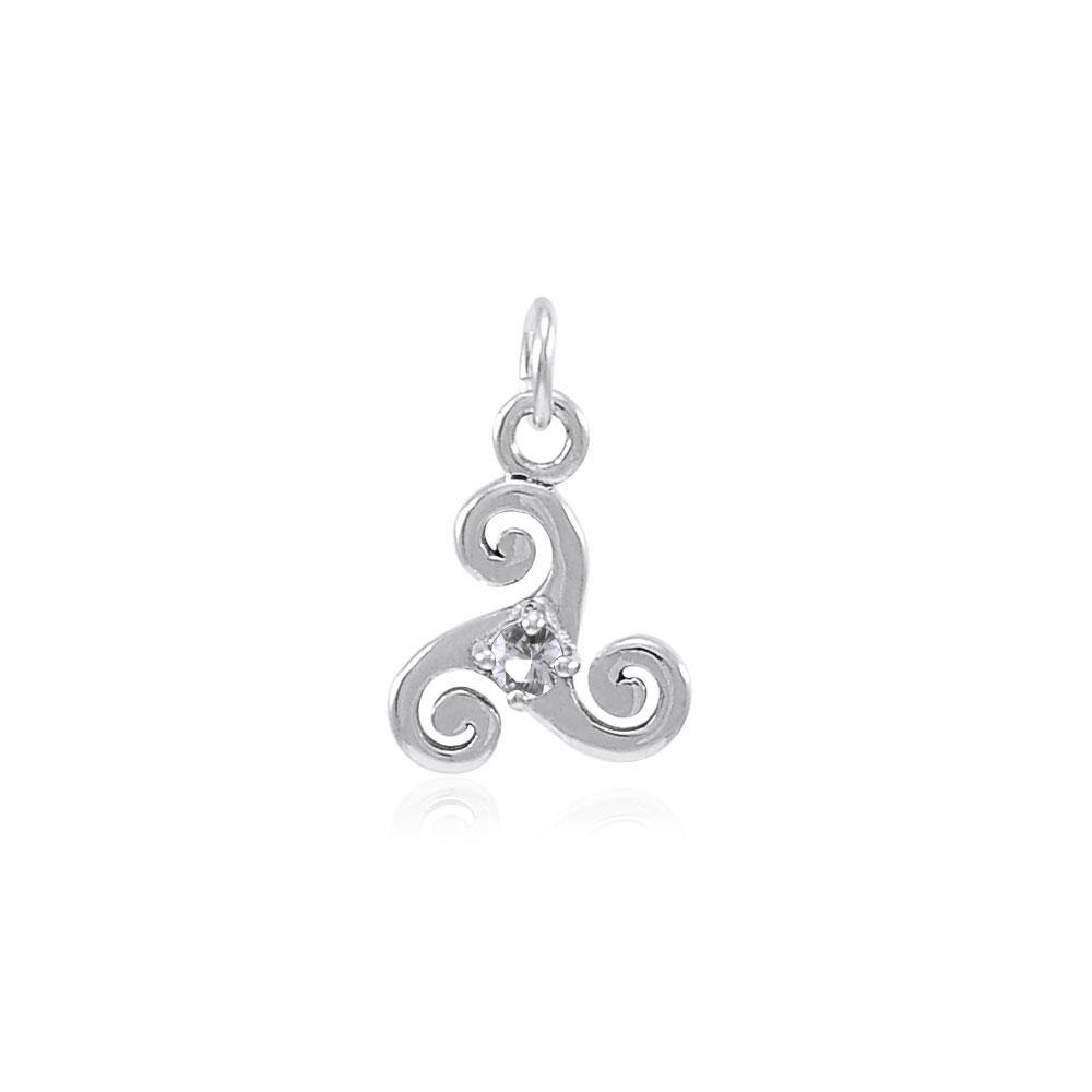 Silver Celtic Triskele Birthstone Charm TCM271
