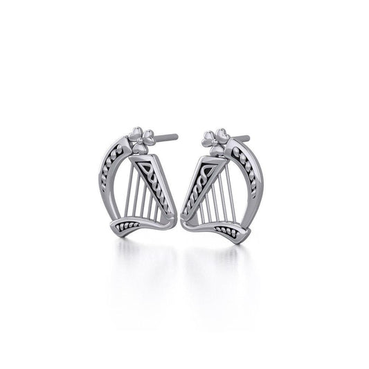 Celtic Knotwork Harp Sterling Silver Earrings TE1101