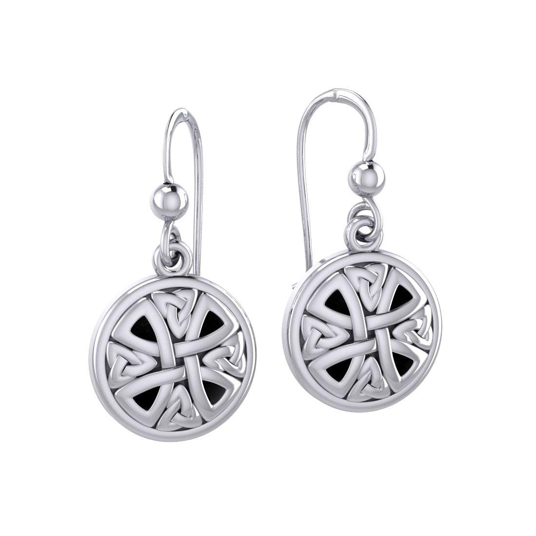 Celtic Trinity Knotwork Cross Sterling Silver Earrings TE1199