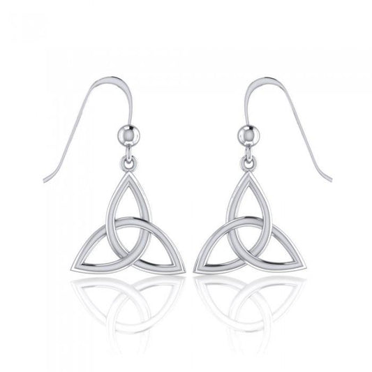 Endless Connection in Celtic Triquetra ~ Sterling Silver Dangling Earrings TE128