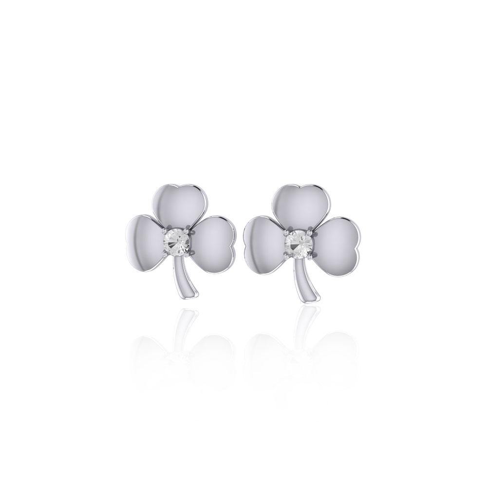 Celtic Shamrock Silver Post Earrings TE2791