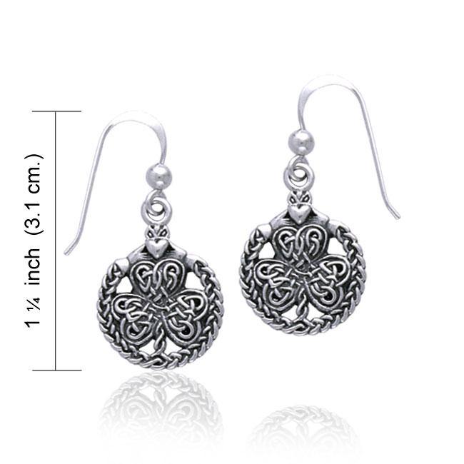 Celtic Shamrock & Irish Claddagh Sterling Silver Earrings TE2916