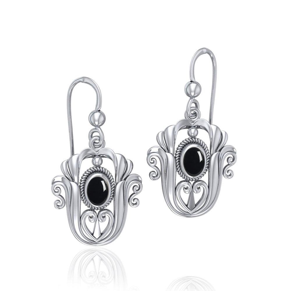 Celtic Knotwork Tulip Sterling Silver with Gem Earrings TE595