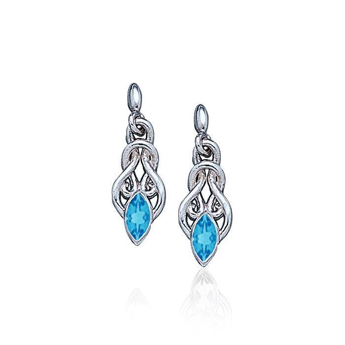 Celtic Knotwork Sterling Silver Earrings With Gem TE861
