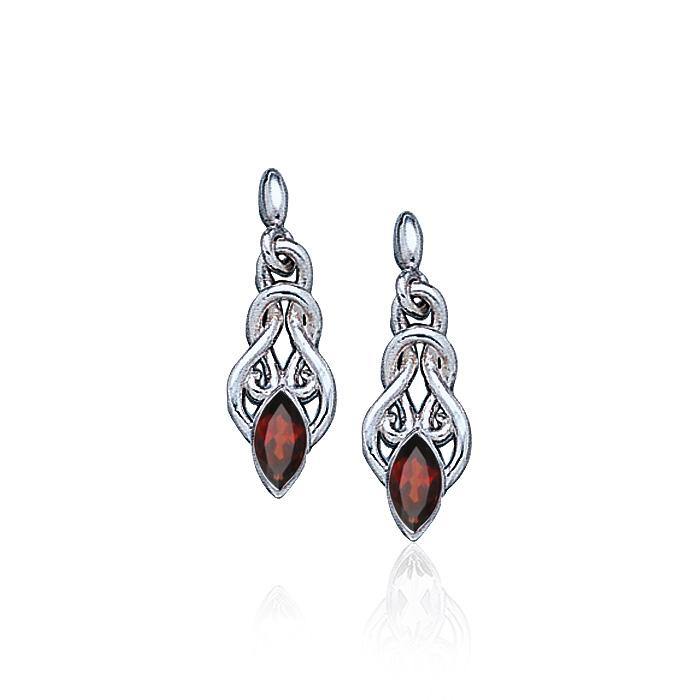 Celtic Knotwork Sterling Silver Earrings With Gem TE861