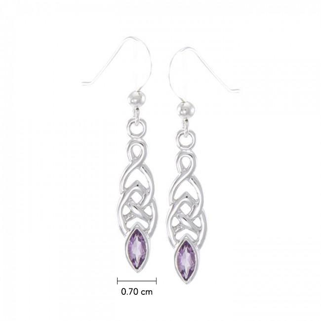 Celtic Knotwork Sterling Silver Earrings With Gem TE862
