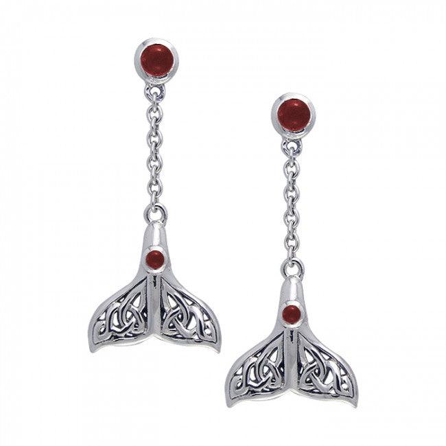 Celtic Whale Tail Gemstone Earrings TER027