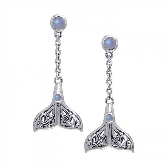 Celtic Whale Tail Gemstone Earrings TER027