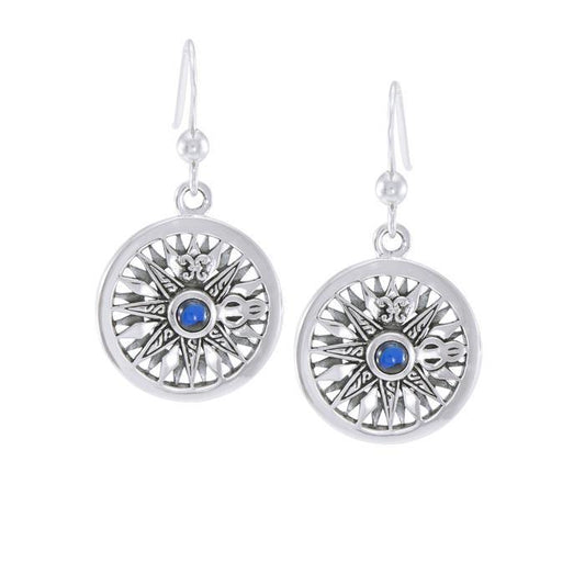 Celtic Knots Compass Sterling Silver Earrings with Gemstone TER035