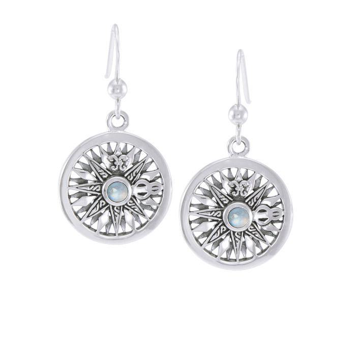 Celtic Knots Compass Sterling Silver Earrings with Gemstone TER035