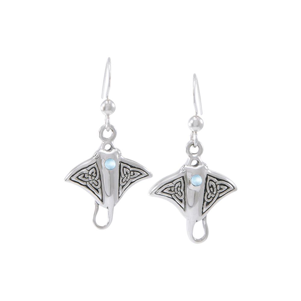 Celtic Manta Ray Sterling Silver Hook Earring TER037-DD