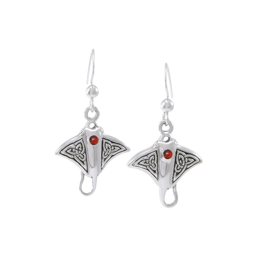 Celtic Manta Ray Sterling Silver Hook Earring TER037-DD