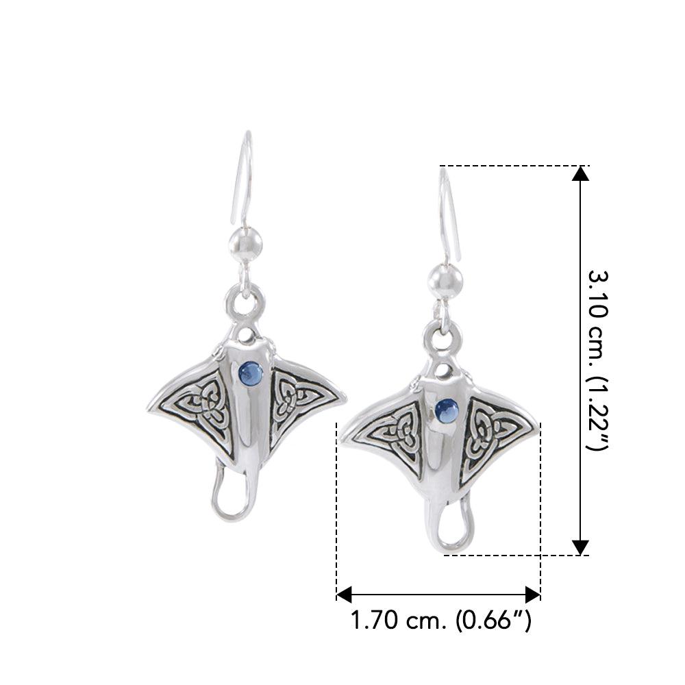 Celtic Manta Ray Sterling Silver Hook Earring TER037-DD
