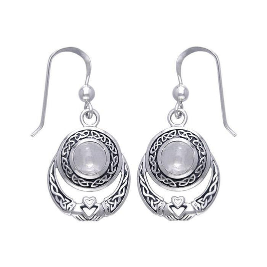 Celtic Knotwork Silver Claddagh Earrings TER070