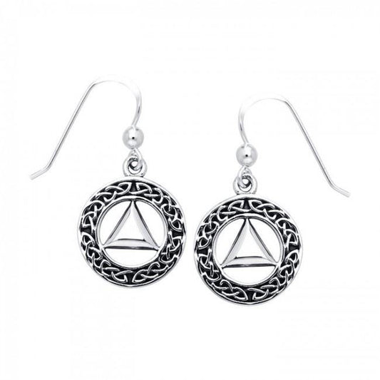 Celtic AA Symbol Sterling Silver Earrings TER110