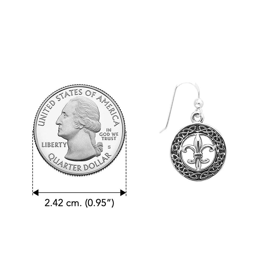 Fit for a queen in Celtic Knotwork Fleur-de-Lis ~ Sterling Silver Jewelry Hook Earrings TER113