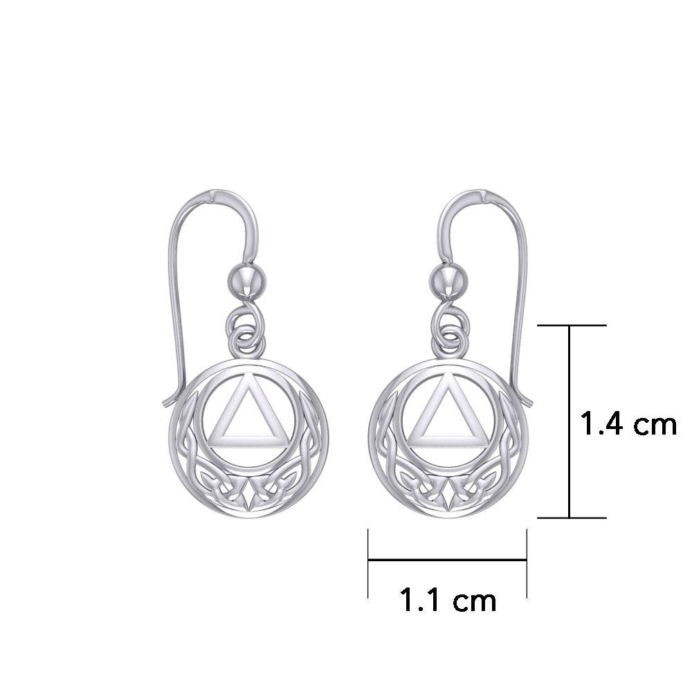 Recovery Symbol with Celtic Design Sterling Silver Earrings TER1376