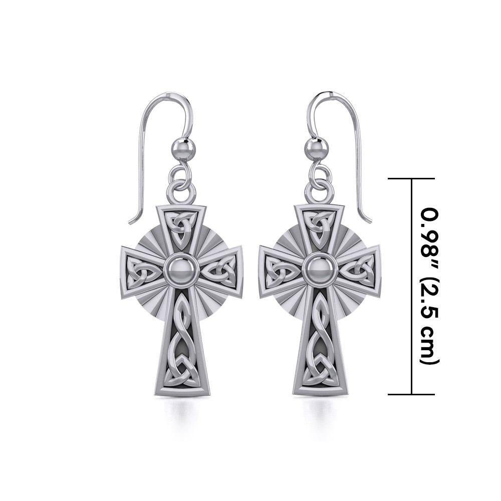Modern Celtic Cross Silver Earrings TER1381