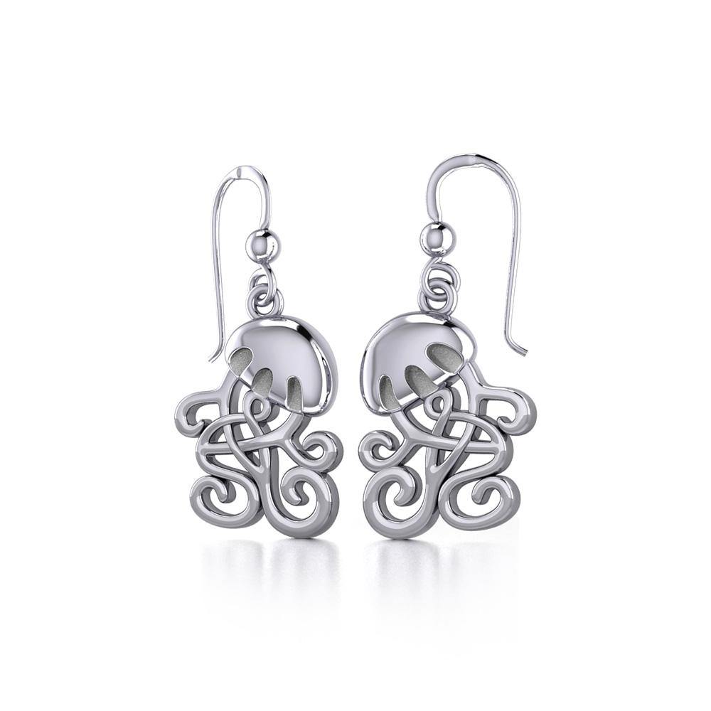 Jellyfish with Celtic Tail Silver Earrings TER1734