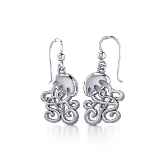 Jellyfish with Celtic Tail Silver Earrings TER1734