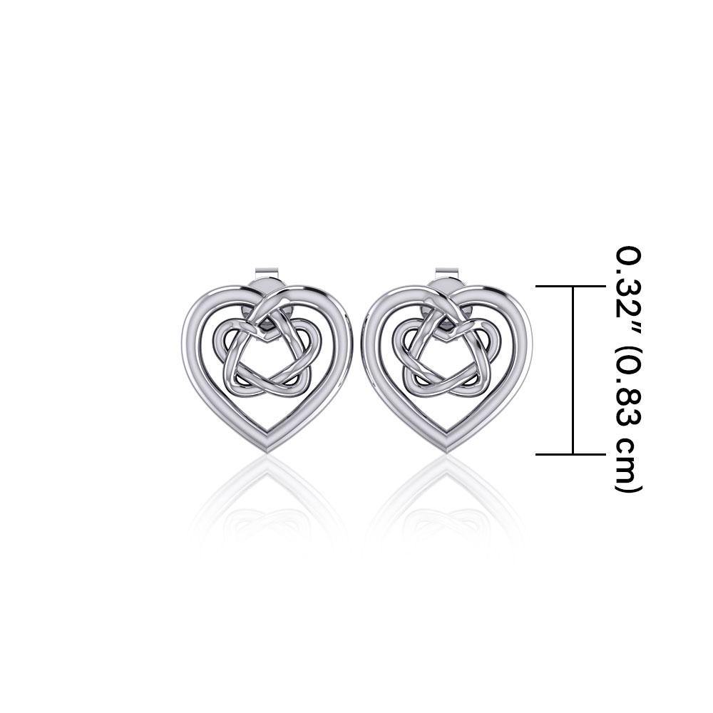 Small Celtic Heart Silver Post Earrings TER1748