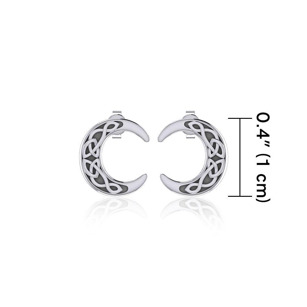 Celtic Crescent Moon Silver Post Earrings TER1758