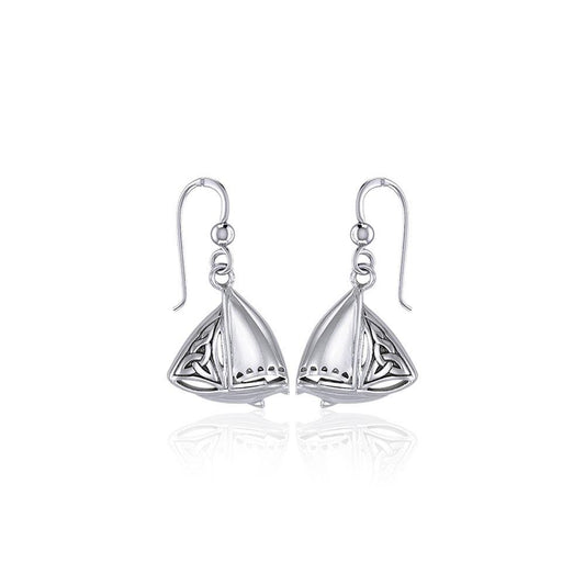 Celtic Knots Silver Sailboat Hook Earrings TER1760