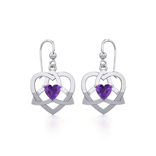 The Celtic Trinity Heart Silver Earrings with Gemstone TER1788