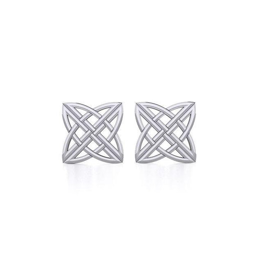 Celtic Knotwork Brigid Cross Silver Post Earrings TER1803