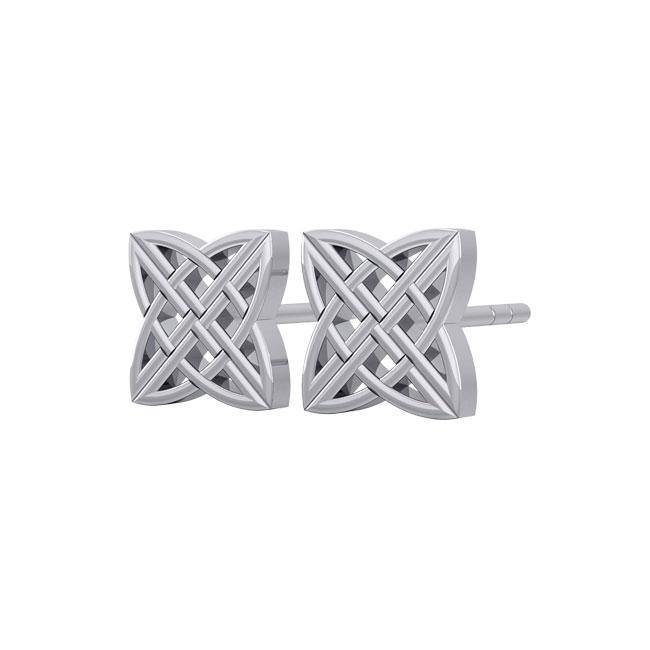 Celtic Knotwork Brigid Cross Silver Post Earrings TER1803