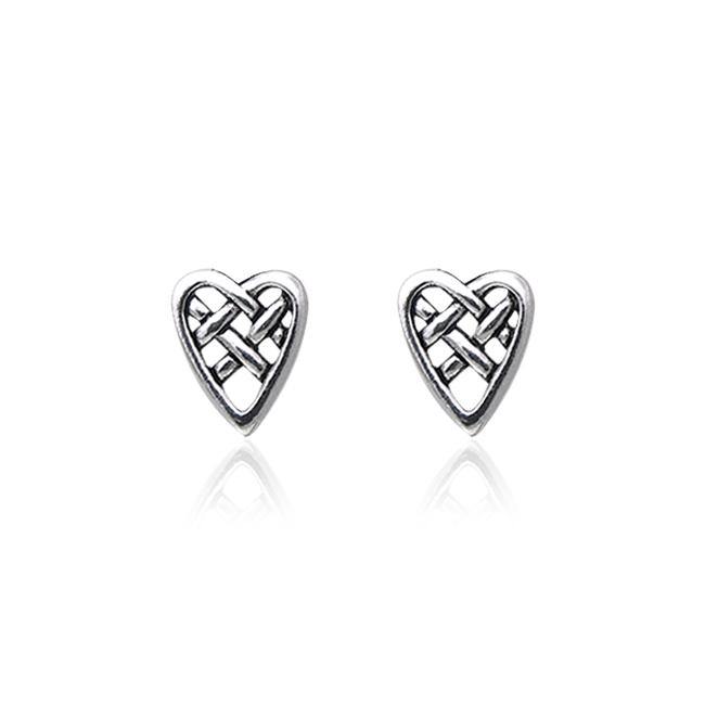 Celtic Knotwork Heart Silver Post Earrings TER1805