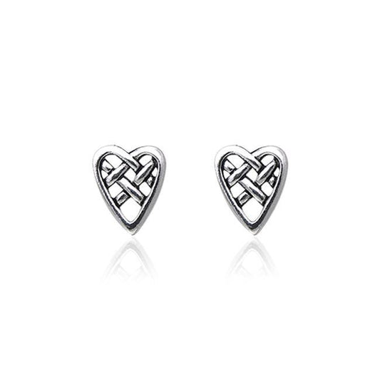 Celtic Knotwork Heart Silver Post Earrings TER1805