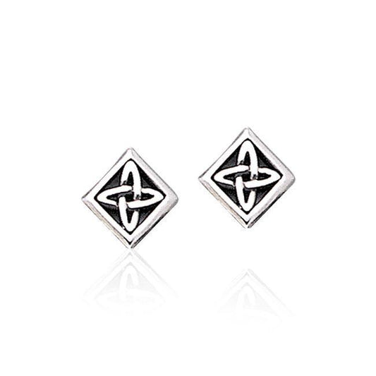Celtic Knotwork Square Silver Post Earrings TER1810