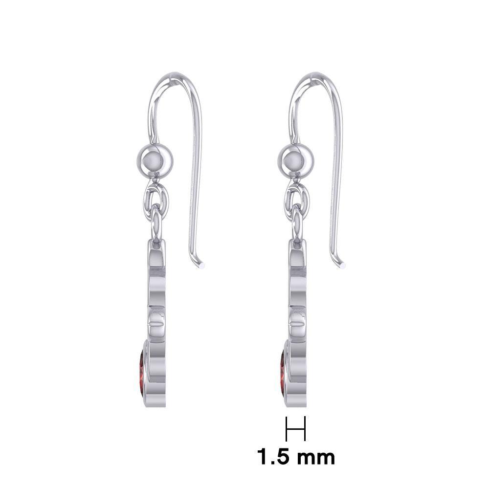 Celtic Quaternary Knot Silver Earrings with Gemstone TER1832
