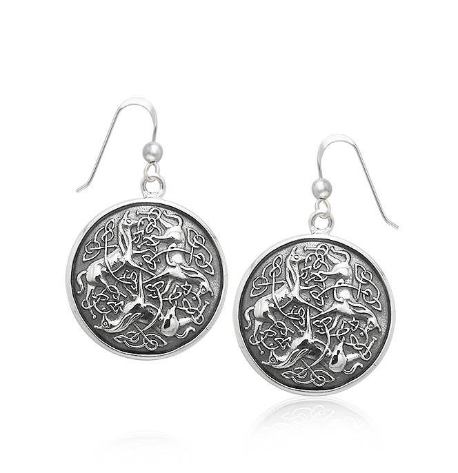 Celtic Triple Horses Silver Earrings TER1899