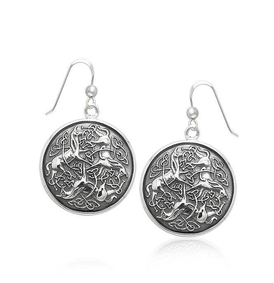 Celtic Triple Horses Silver Earrings TER1899