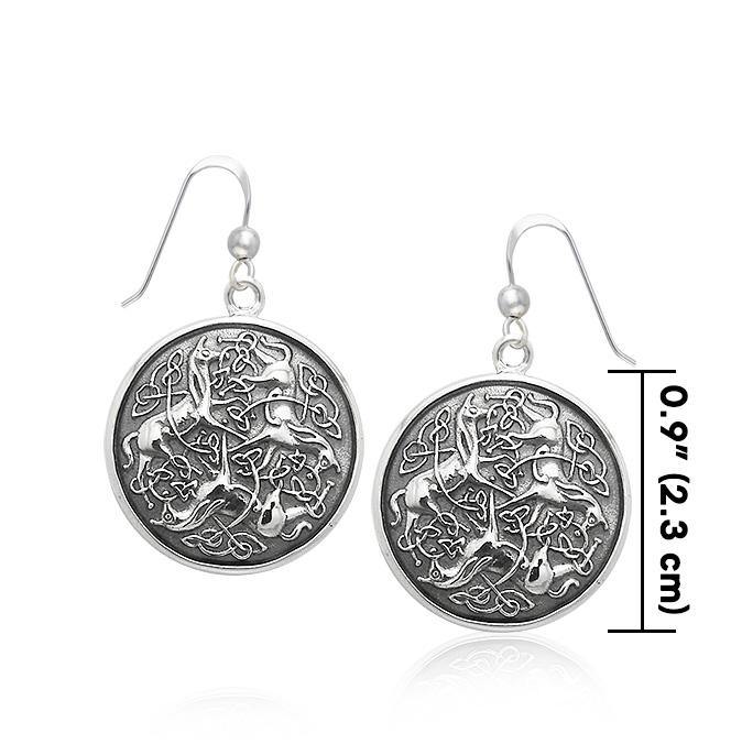 Celtic Triple Horses Silver Earrings TER1899