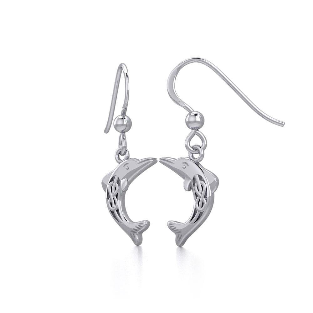 Celtic Joyful Dolphins Silver Earrings TER1924