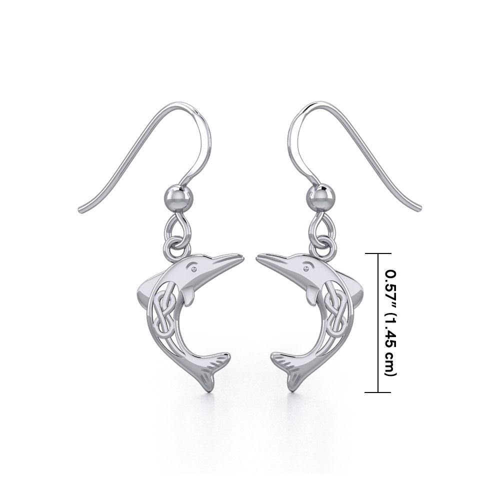 Celtic Joyful Dolphins Silver Earrings TER1924