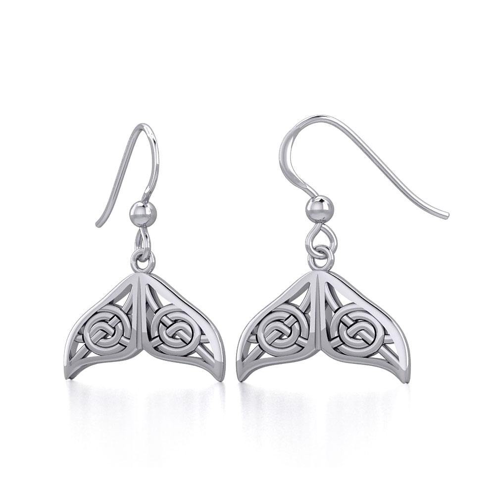 Celtic Knotwork Whale Tail Silver Earrings TER1929