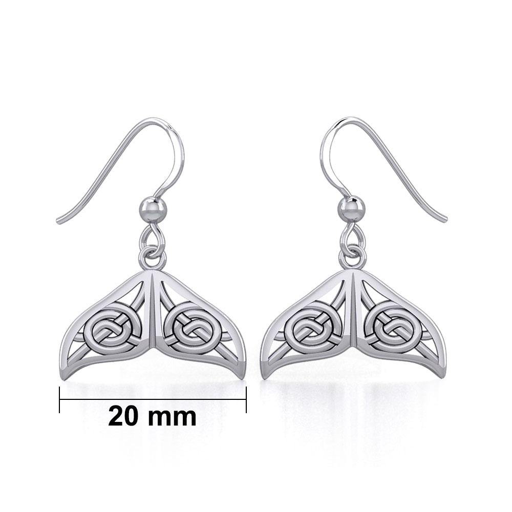 Celtic Knotwork Whale Tail Silver Earrings TER1929