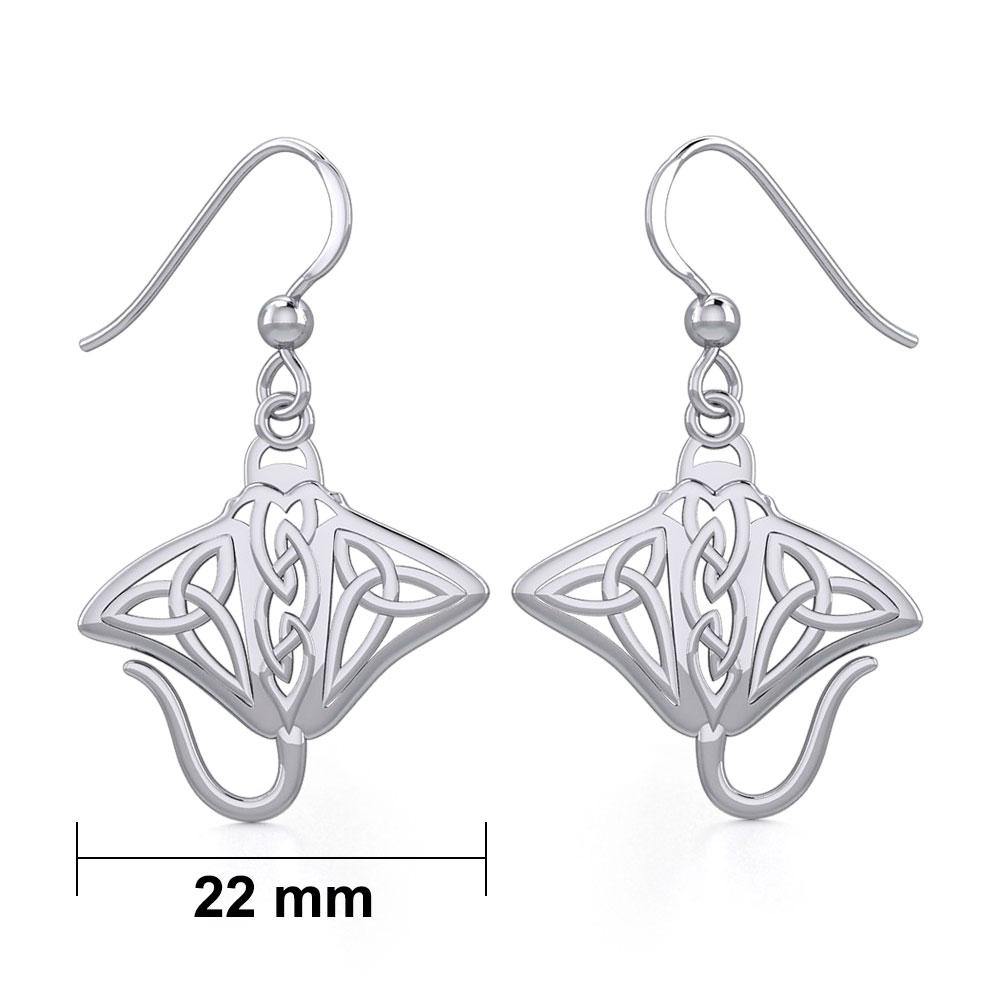 Grant the positive energy Silver Celtic Manta Ray Earrings TER1930